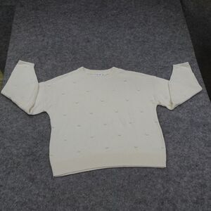 Gap Sweater Womens‎ XL Bobble Crew Pom Pom Oversize Ivory Cotton Vintage Relaxed